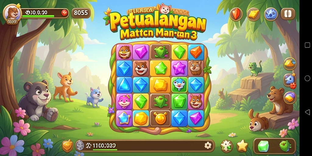 Tampilan gameplay Match-3 yang menakjubkan di 8055.