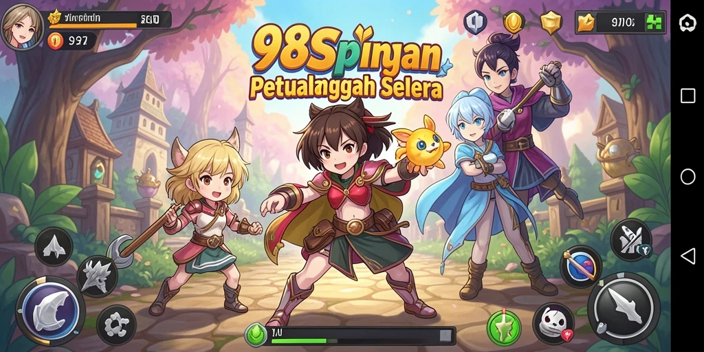 Tampilan gameplay 98SPIN yang menarik dan penuh warna.