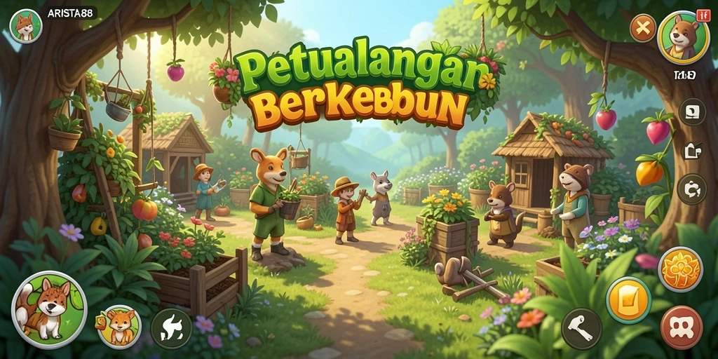 Tampilan gameplay menarik ARISTA88 dengan suasana pertanian yang aktif.