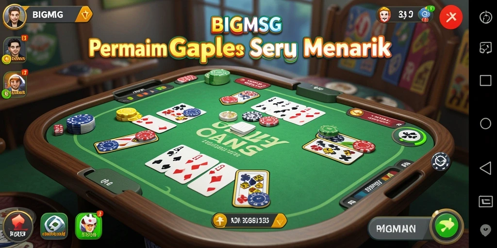 Screenshot utama BIGMSG menampilkan gameplay Gaple yang seru dan interaktif.