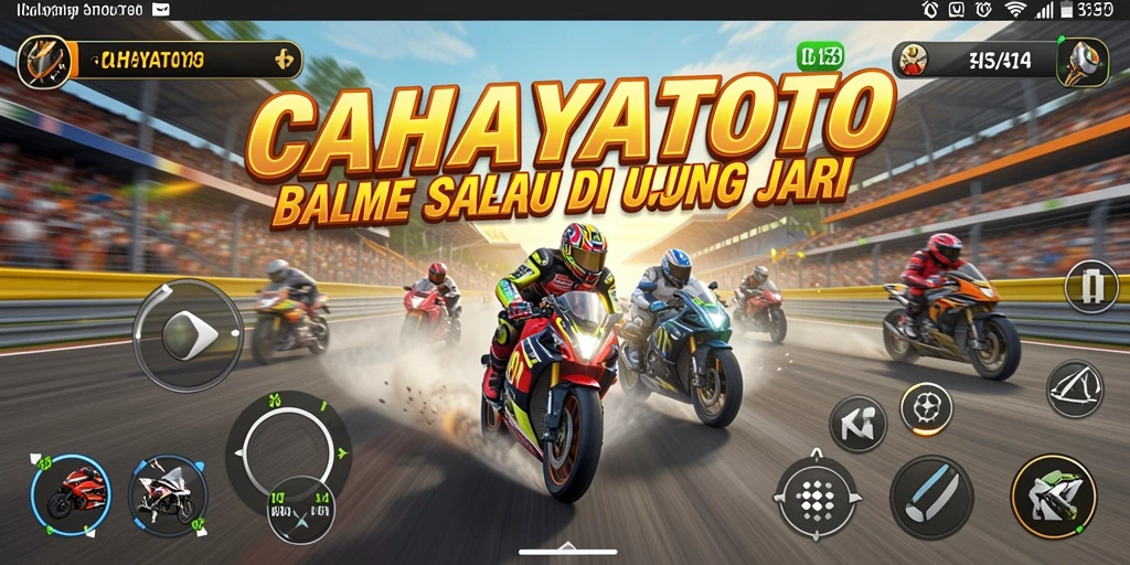 Screenshot gameplay CAHAYATOTO yang menunjukkan balapan mendebarkan.
