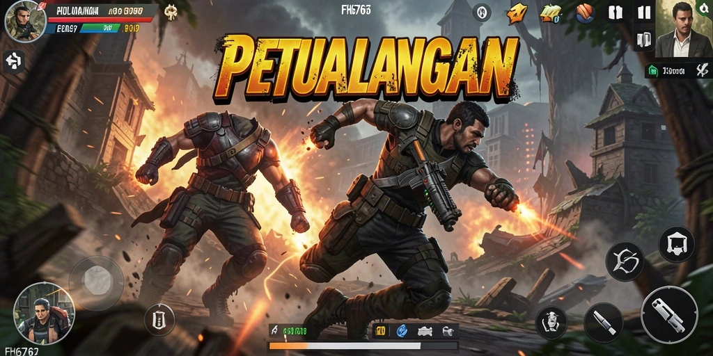 Menampilkan gameplay aksi seru dalam FH6767 saat menghadapi musuh.