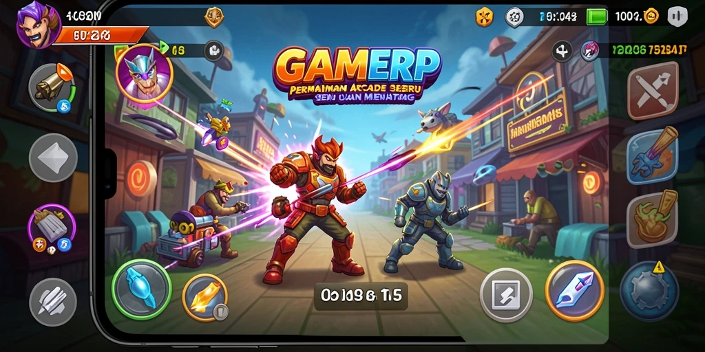 Screenshot menunjukkan aksi seru dari permainan Arcade GAMERP.