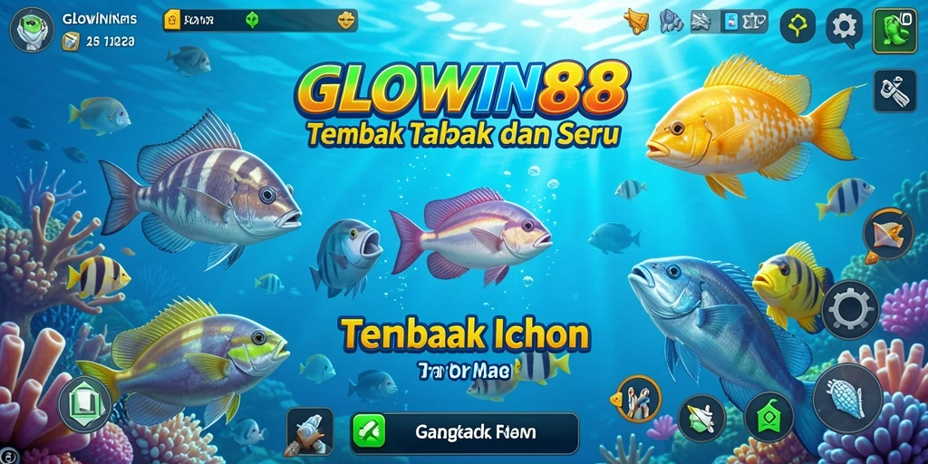 Tangkapan layar GLOWIN88 menampilkan aksi seru dalam permainan Tembak Ikan.