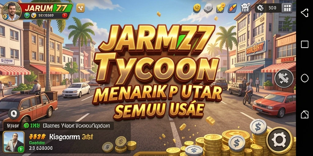 Tampilan gameplay JARUM77 yang menampilkan momen seru dalam mengelola bisnis.