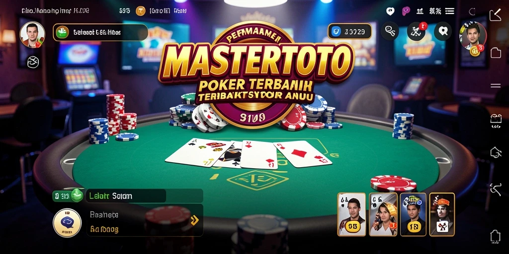 Pengalaman bermain Poker seru dengan MASTERTOTO, menampilkan suasana kasino.