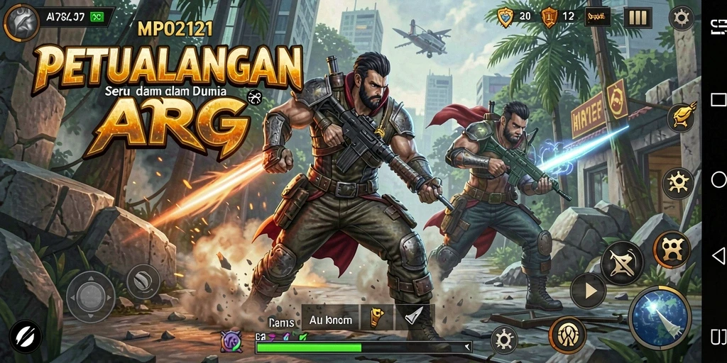 Tangkapan layar gameplay <strong>MPO2121</strong> yang menampilkan pertarungan seru dan karakter yang beragam.