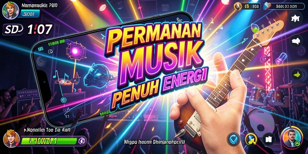 Tampilan menarik gameplay SD107 saat memainkan lagu favorit.